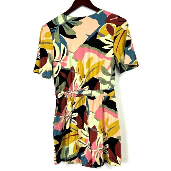 Loft Beach Romper Womens XS Colorful Tropical Print Faux Wrap Pockets Comfort T4 - Picture 4 of 12